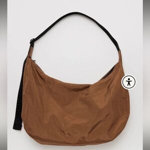 BAGGU Medium Nylon Crescent Bag Color: Brown Size: 8" × 13 ¾" × 4"
